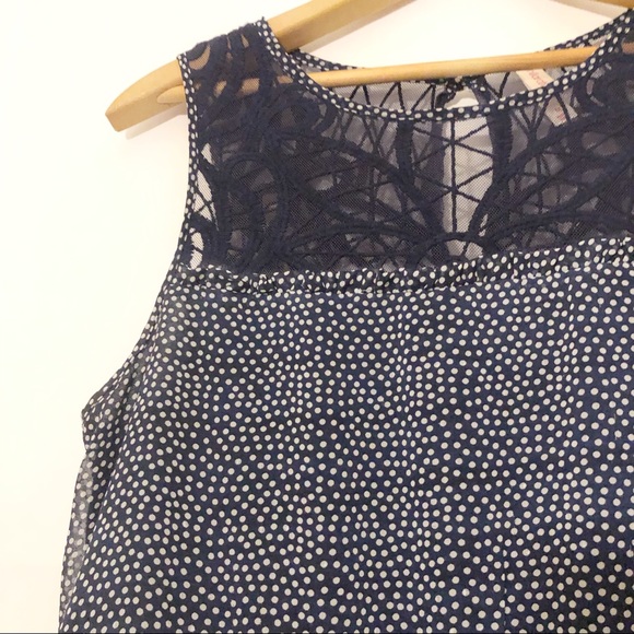 Xhilaration Peplum Frill Polka Dot Lace Blouse - Picture 5 of 8